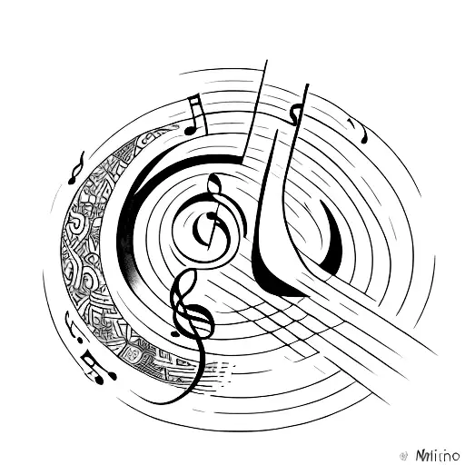 An Abstract Representation Of Music And Art Merging Under A Crescent Moon