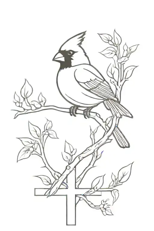Cardinal Perched On Cross
