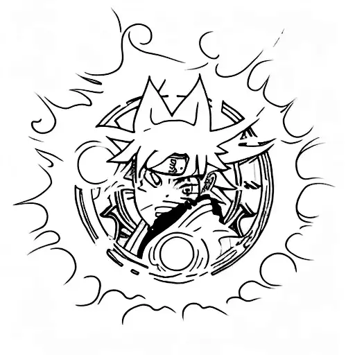 A Minimalist Tattoo Of Naruto Performing The Rasengan Technique