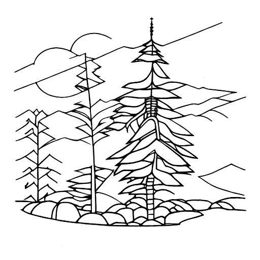 A Serene Landscape Of Baguio City With An Anime Character Sitting Under A Pine Tree