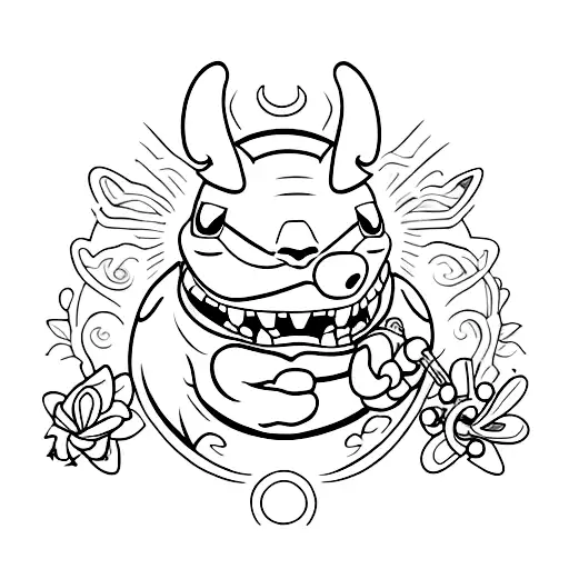 Stitch Bending Over With His Tongue Stuck Out On The Beach