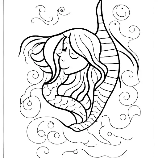 Simple Outline Of A Mermaid