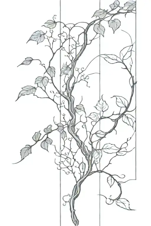 Broken Pillar Wrapped In Vines Growing