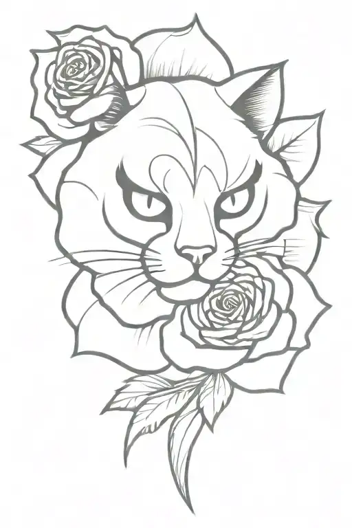 Hellcat With Money Bag And Chicano Style Roses