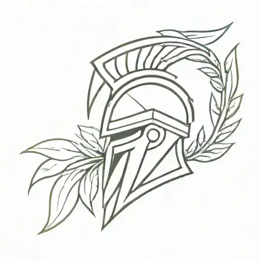 Laurel Wreath And Flat Spartan Helmet