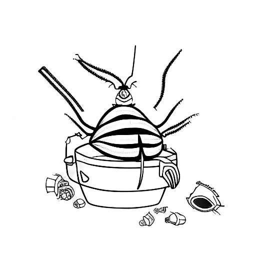 Cockroach And Trashcan Cartoon