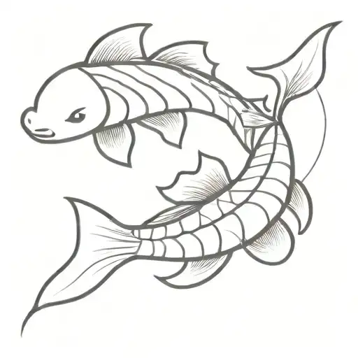 2 Koi Fish Fine Line