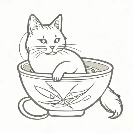 Cat Laying In Bowl Of Miso Soup