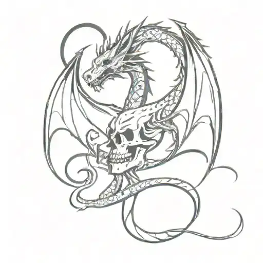 Dragon With Skulls And The Inscription Goal