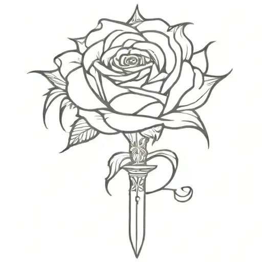 Crown Excalibur Sword Rose Intertwined