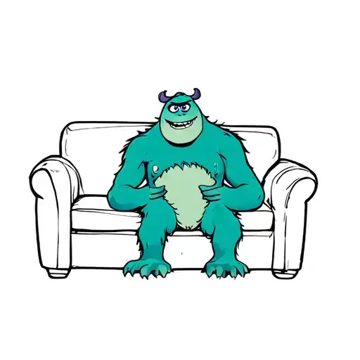 Mike And Sully From Monsters Inc Sitting On The Couch From The Tv Show Friends