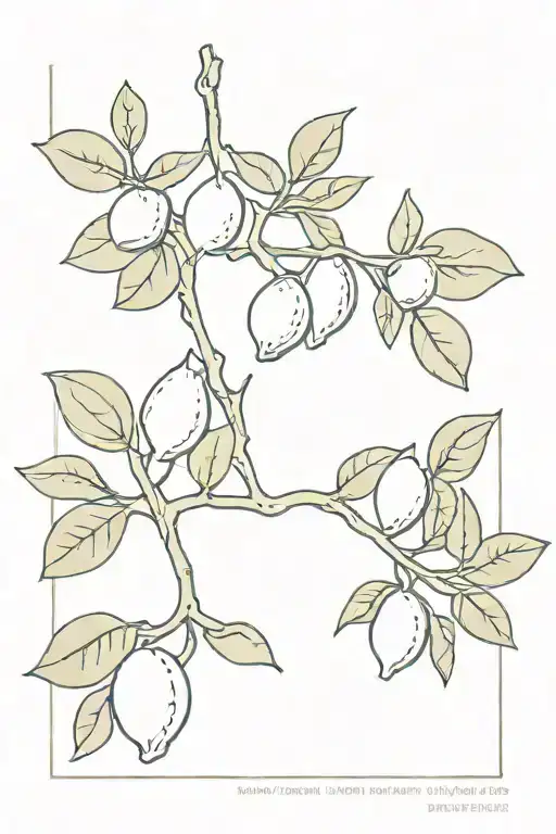 Minimalist Lemon Tree Branch 2 Lemons