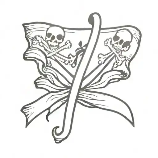 Pancreatic Cancer Ribbon With Ripped Pirate Flag