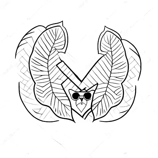 Tuxedo Cat Biting A Heart Shaped Monstera Leaf