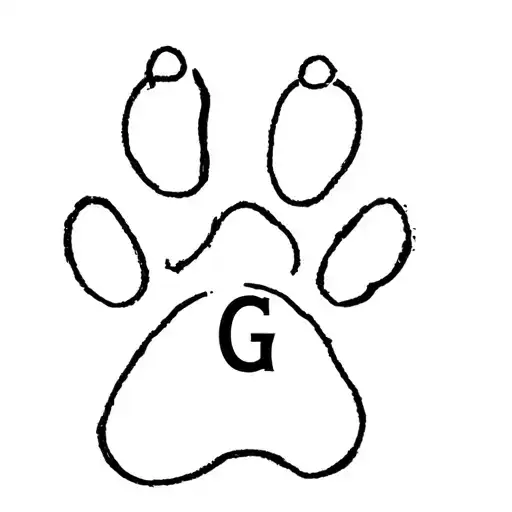 Fine Line Pawprint With The Letter G In The Middle