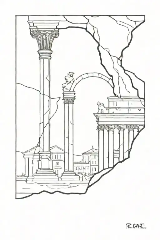 Rome Broken Cracked Pillar