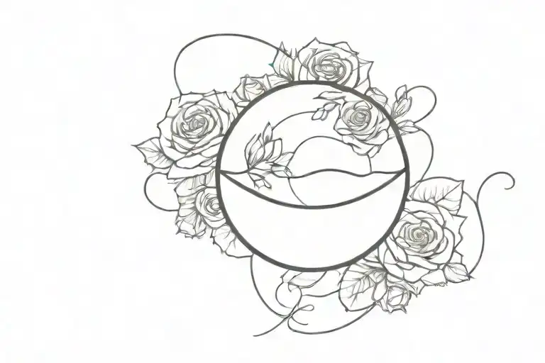 A Minimalist Design Of A Healing Crystal Ball Surrounded By Infinity Roses