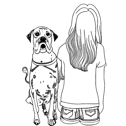 Girl And Dog Facing Away