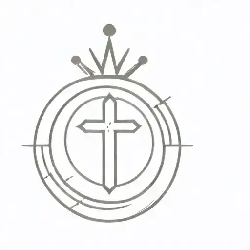 Cross With Sun Ray And Crown