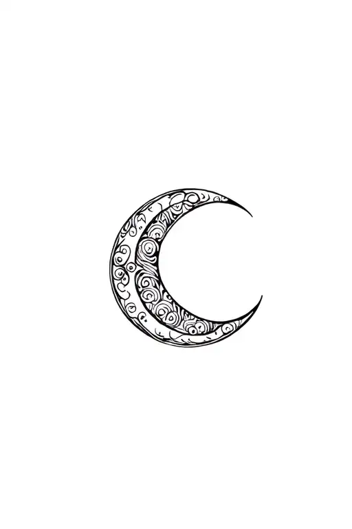Crescent Moon With Filigree