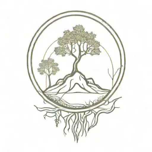 Mustard Seed With Roots And Mountain With Mustard Tree