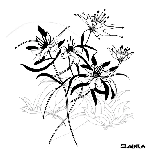 Sakura With Red Spider Lily Arm