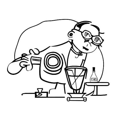 Bartender Pouring A Drink With A Skateboard In The Background