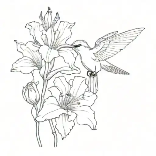Hummingbird And Carnations Iris Lily
