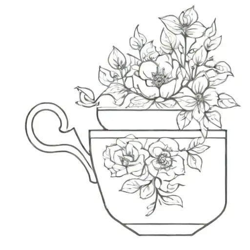 Floral Teacup With Tea Bag