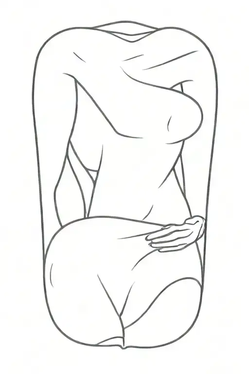 Faceless Slim Woman Silhouette Sensual Flexing