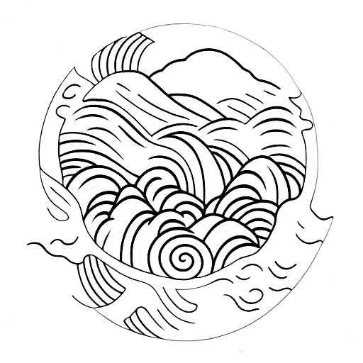 Ocean Wave With The Mountains