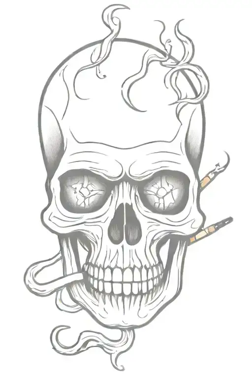 Scary Skull Smoking Sigarette