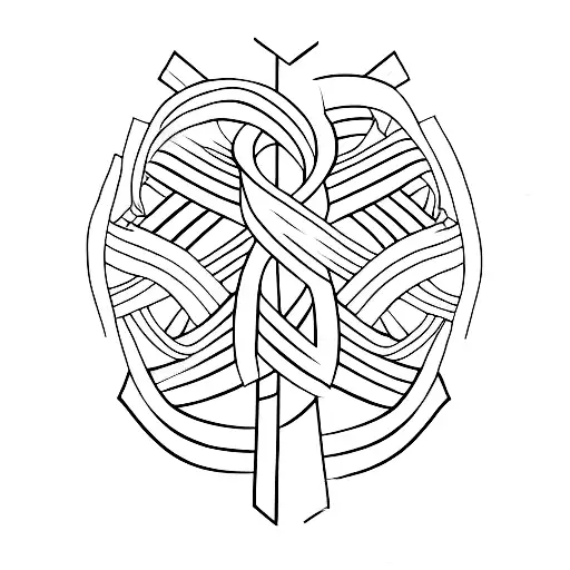 Cross With Cancer Ribbon Around It