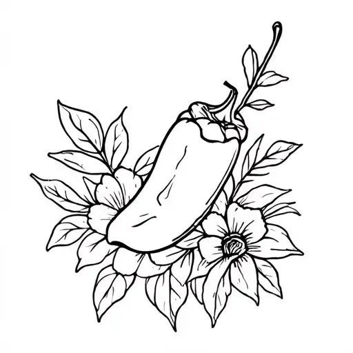 Italian Pepper Surrounded By Flowers