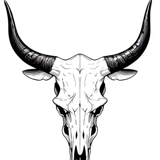 Italian Horn Bull Skull
