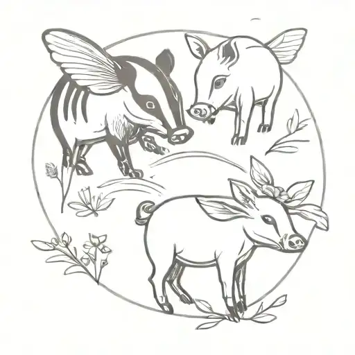 Badger Bee And Pig Playing