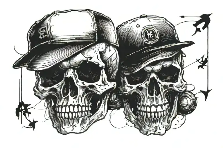3 Skulls With A Baseball Hat