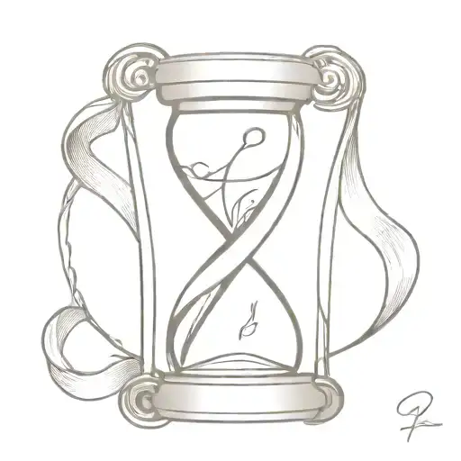 Broken Hour Glass With Cancer Ribbon And Marshall Engraved On Top