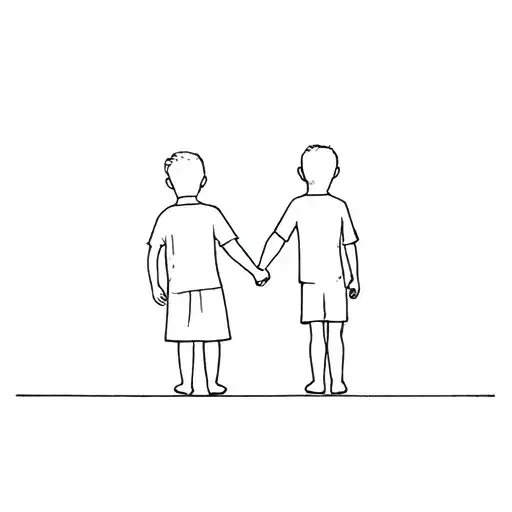 Dad Holding Hands With Two Boys