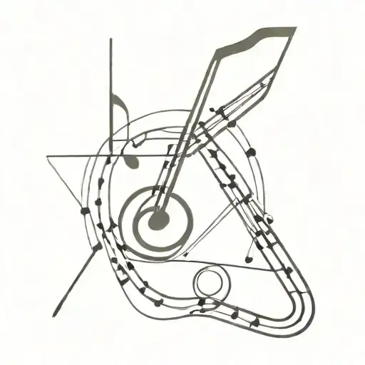 An Abstract Geometric Design Incorporating Musical Notes And Engineering Symbols