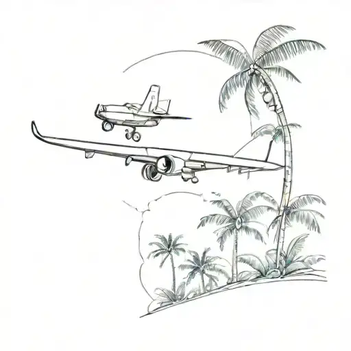 A Minimalist Airplane Flying Over A Coffee Plantation