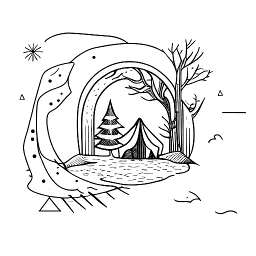 Tent Nestled In A Moonlit Forest