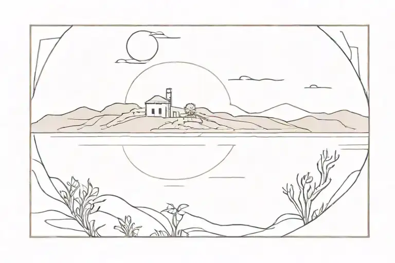 Vergina Sun Rising Over Deserted Island