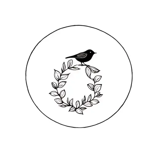 Floral Semi Circle With Small Bird
