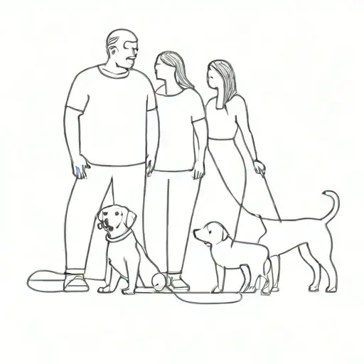 Family 4 Members And A Dog With Strings