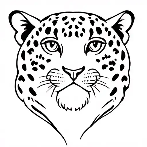 Really Fat And Funny Looking Leopard In Fine Line Style