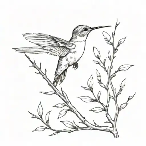 Hummingbird On Oak Branch