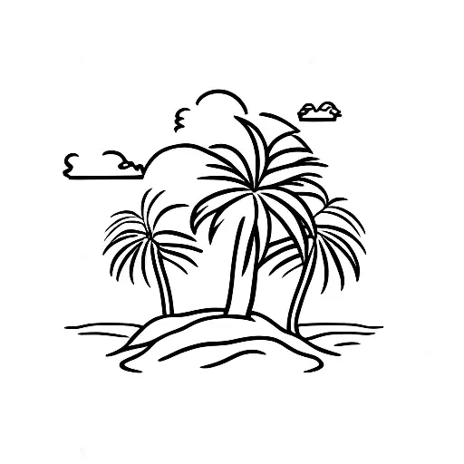 Two Palm Tree With Tiny Island