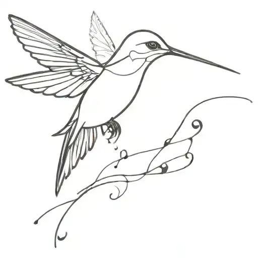 A Minimalist Tattoo Of A Hummingbird With Eerie Edgar Allen Poe Quotes Incorporated Into The Design