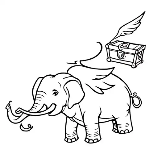 Flying Elephant And A Treasure Chest